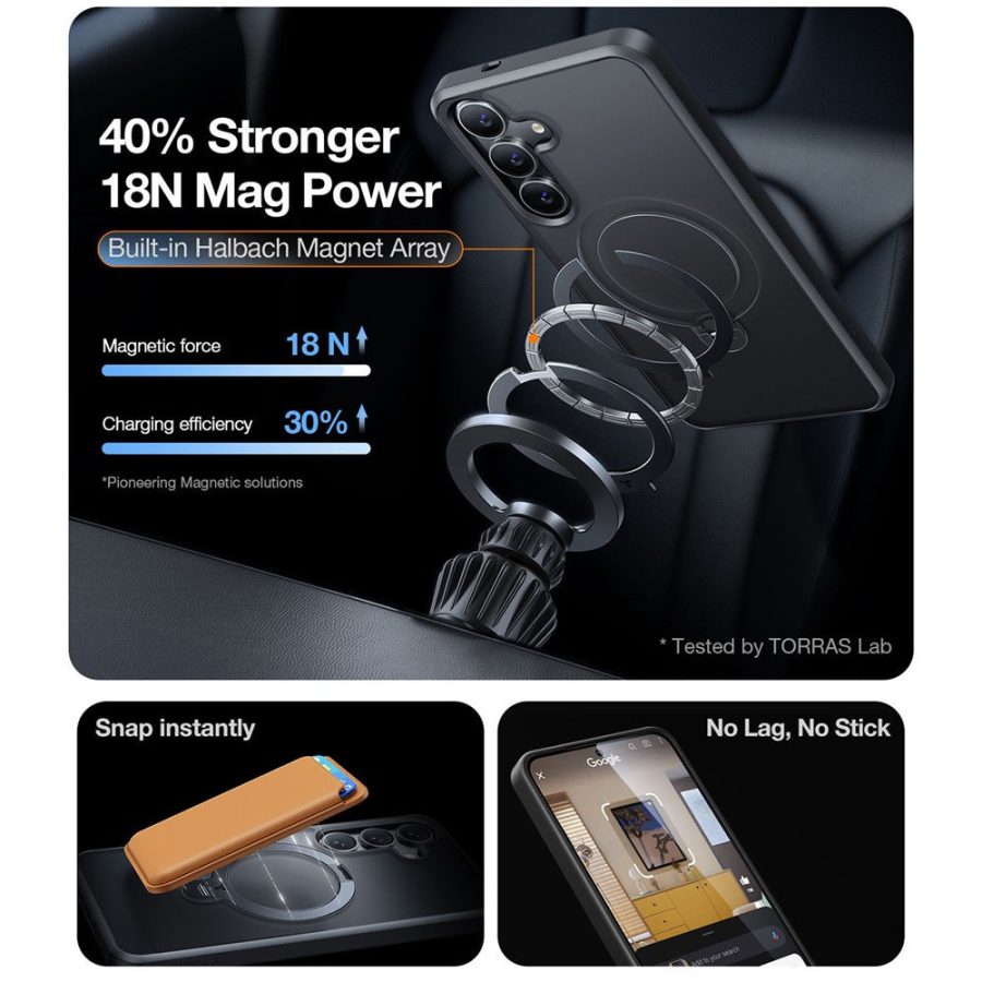 TORRAS Ostand Q3 Spin Series For Samsung Galaxy S25 Case Rotating Kickstand Phone Cover | Compatible with MagSafe