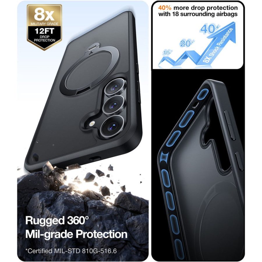 TORRAS Ostand Q3 Spin Series For Samsung Galaxy S25 Case Rotating Kickstand Phone Cover | Compatible with MagSafe
