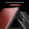 QIALINO For Samsung Galaxy S25 Ultra Wallet Case Waxy Genuine Leather Flip Phone Cover