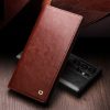 QIALINO For Samsung Galaxy S25 Ultra Wallet Case Waxy Genuine Leather Flip Phone Cover