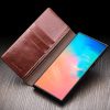 6601132742A-5 QIALINO For Samsung Galaxy S25 Case Wallet Flip Stand Waxy Genuine Leather Phone Cover