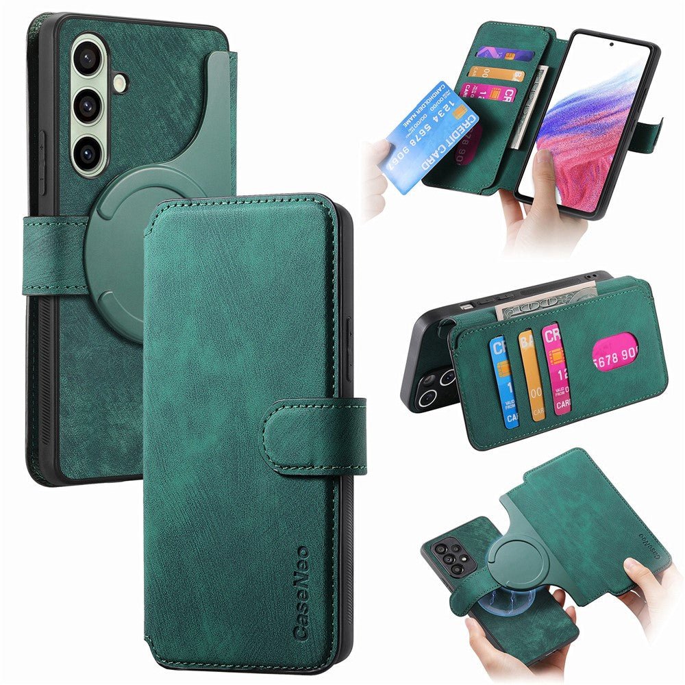 CASENEO MW-03 For Samsung Galaxy S24 FE Magnetic Case with Detachable Wallet Leather Phone Cover