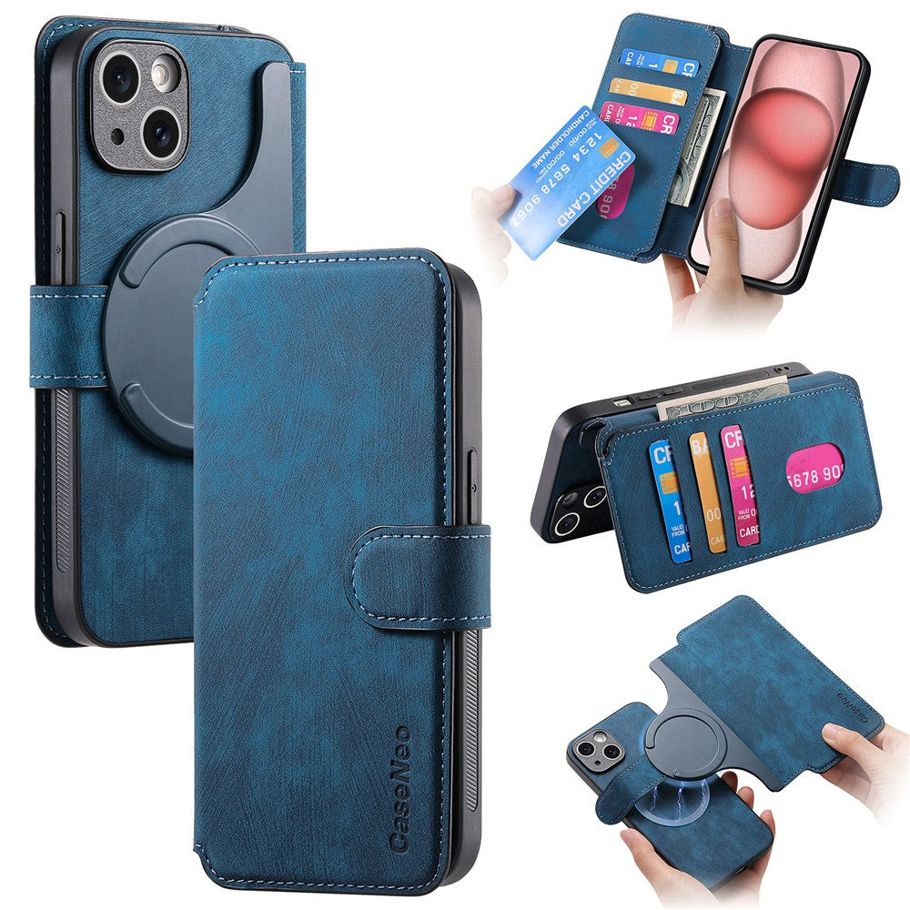 CASENEO MW-03 For iPhone 14 Plus Case Magnetic Detachable Wallet Leather Flip Phone Cover - Image 16