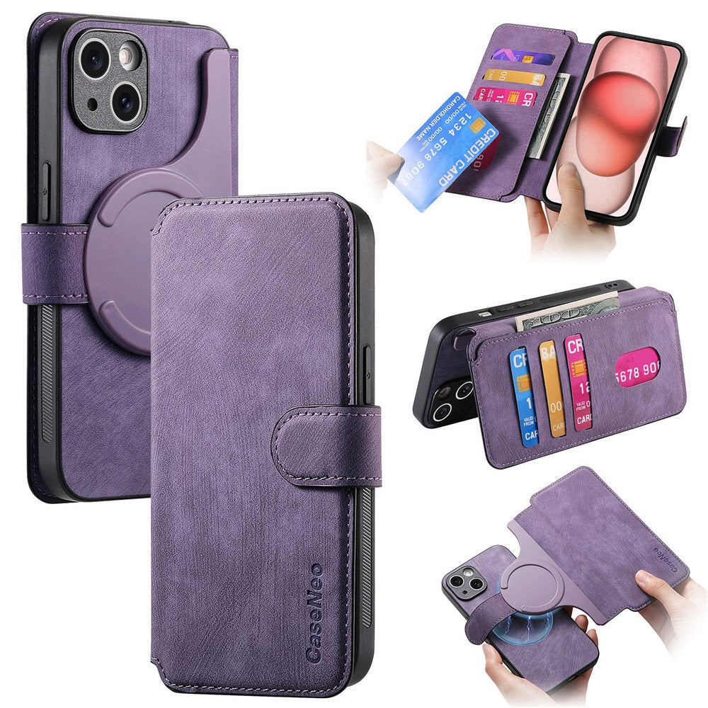 CASENEO MW-03 For iPhone 14 Plus Case Magnetic Detachable Wallet Leather Flip Phone Cover - Image 19