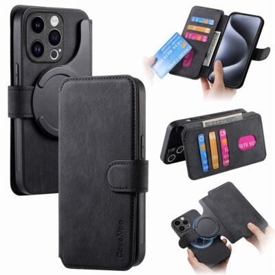 CASENEO MW-03 For iPhone 13 Pro Case Magnetic Detachable Wallet Leather Flip Phone Cover