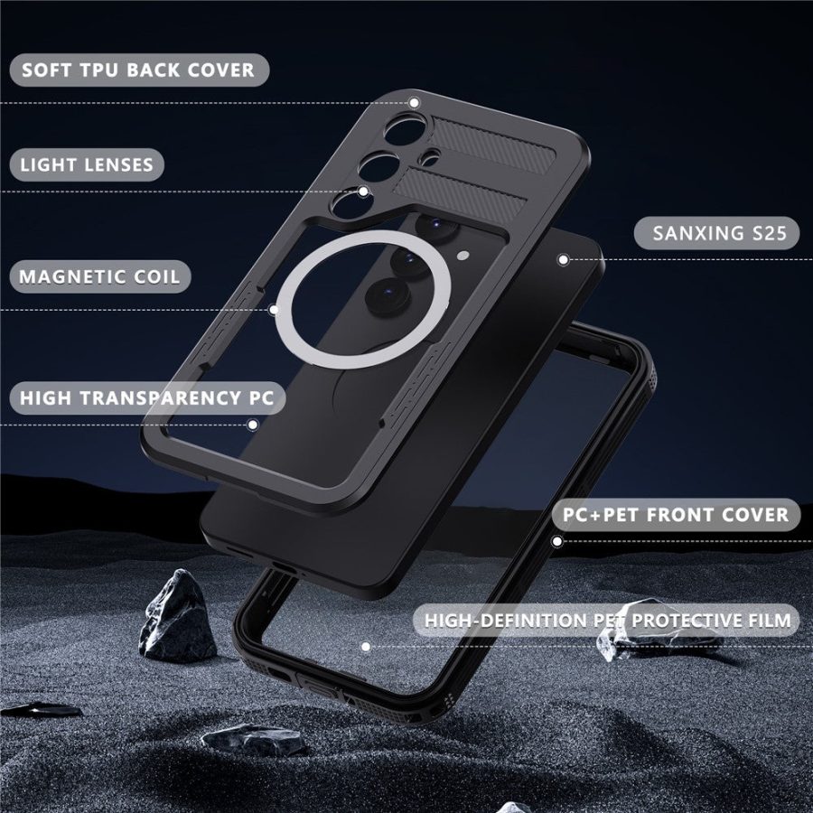 6601135174A-7 REDPEPPER For Samsung Galaxy S25 IP68 Waterproof Magnetic Case Clear Phone Cover