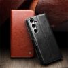 6601135311A-2 QIALINO For Samsung Galaxy S24 FE Wallet Case Waxy Genuine Cow Leather Flip Phone Cover