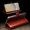 6601135311A-4 QIALINO For Samsung Galaxy S24 FE Wallet Case Waxy Genuine Cow Leather Flip Phone Cover