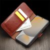 6601135311A-5 QIALINO For Samsung Galaxy S24 FE Wallet Case Waxy Genuine Cow Leather Flip Phone Cover