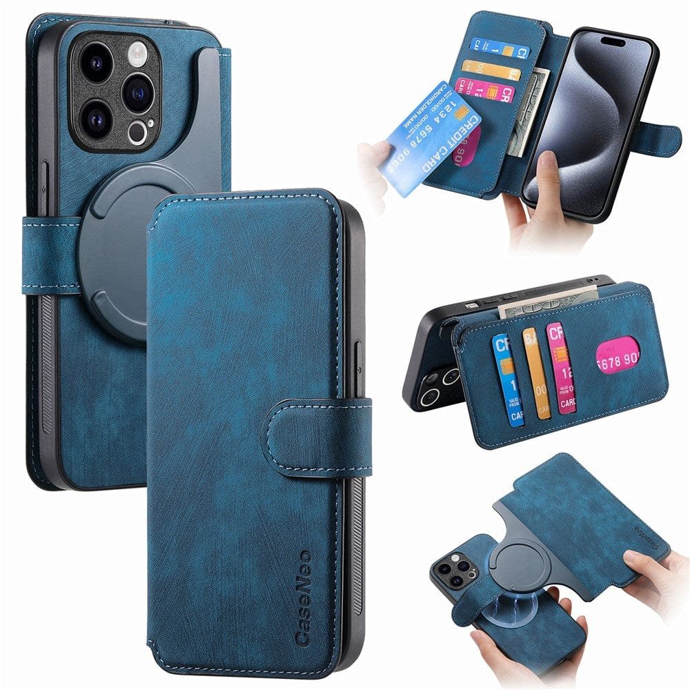 CASENEO MW-03 For iPhone 14 Pro Max Case Magnetic Detachable Wallet Leather Flip Phone Cover - Image 13