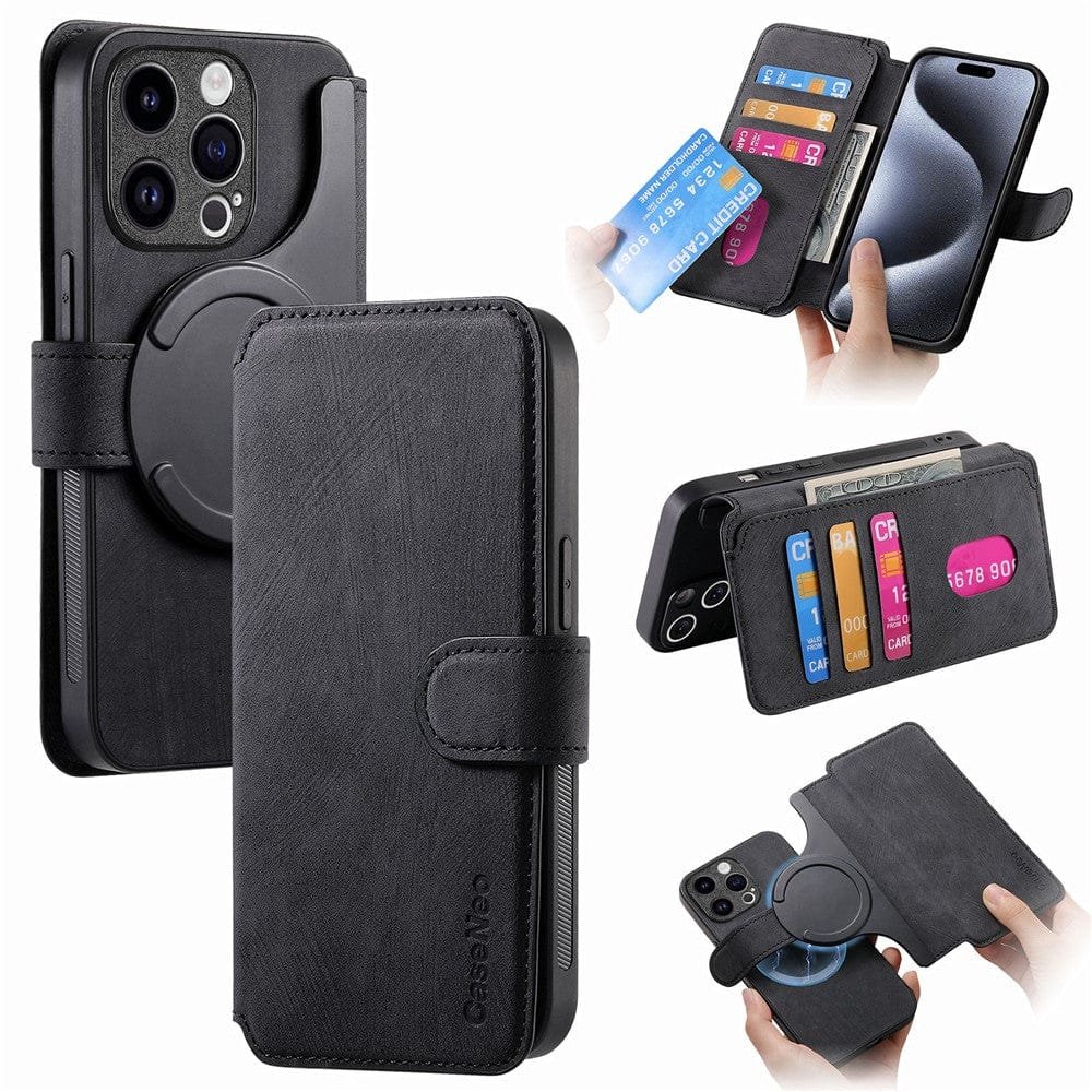CASENEO MW-03 For iPhone 14 Pro Max Case Magnetic Detachable Wallet Leather Flip Phone Cover - Image 16