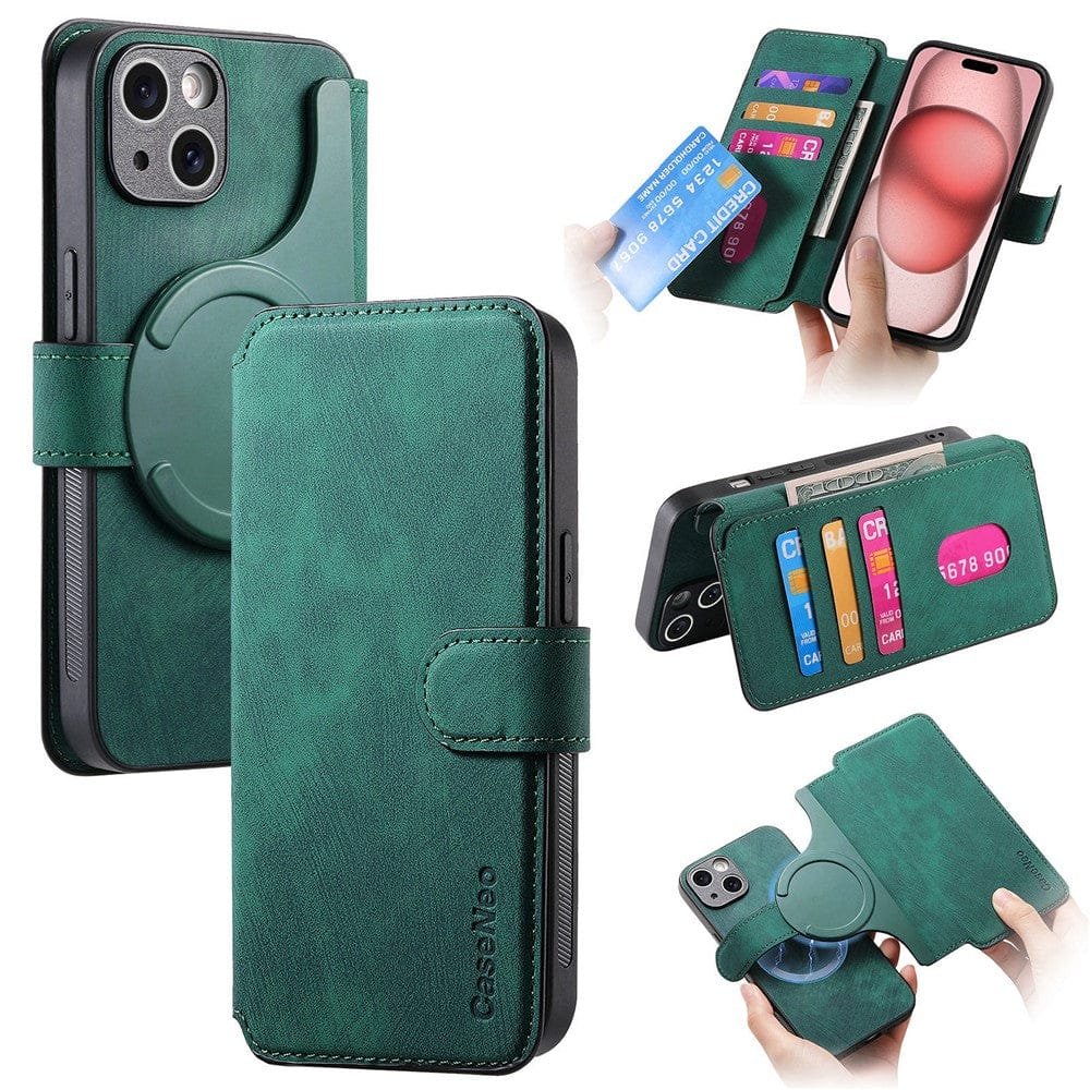 CASENEO MW-03 For iPhone 15 Plus Case Magnetic Detachable Wallet Leather Flip Phone Cover - Image 15