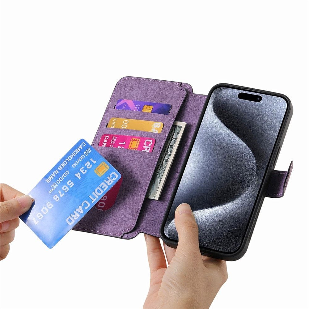 CASENEO MW-03 For iPhone 15 Pro Max Case Magnetic Detachable Wallet Leather Flip Phone Cover - Image 6