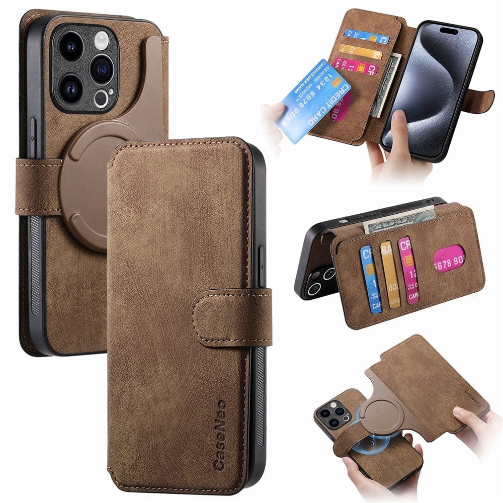 CASENEO MW-03 For iPhone 15 Pro Max Case Magnetic Detachable Wallet Leather Flip Phone Cover - Image 17