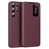 6601138053D-1 Flip Leather Case For Samsung Galaxy S24 Ultra / S24 Series with Smart View Window and Card Slot Phone Cover