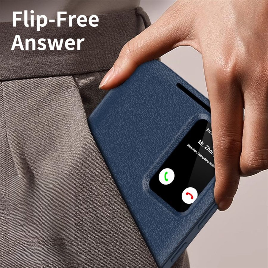 Flip Leather Case For Samsung Galaxy S23 Ultra / S23 Series with Smart View Window and Card Slot Phone Cover