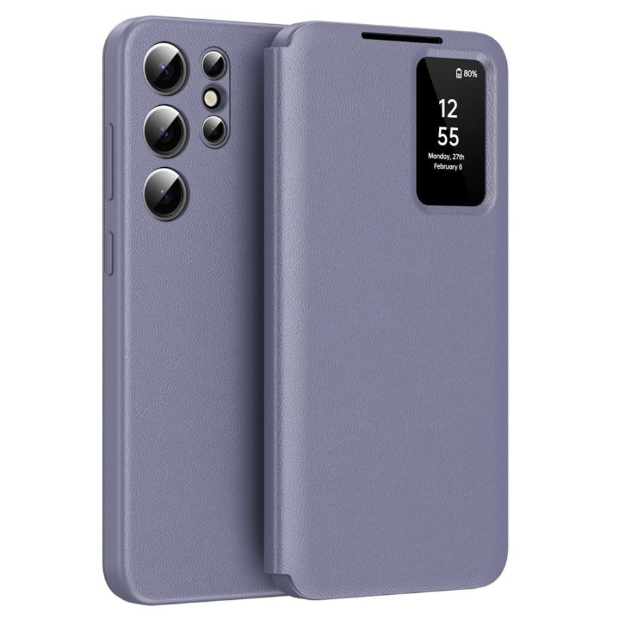 Flip Leather Case For Samsung Galaxy S23 Ultra / S23 Series with Smart View Window and Card Slot Phone Cover