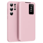 Flip Leather Case For Samsung Galaxy S22 Ultra / S22 Series with Smart View Window and Card Slot Phone Cover