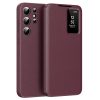 Flip Leather Case For Samsung Galaxy S22 Ultra / S22 Series with Smart View Window and Card Slot Phone Cover