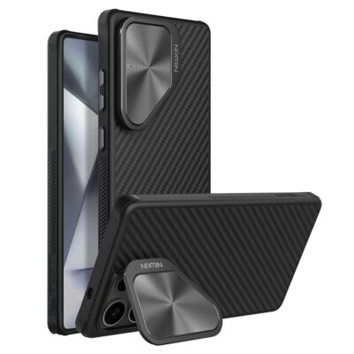 NILLKIN For Samsung Galaxy S25 Ultra Case Compatible with MagSafe TPU - Aramid Fiber Lens Cover Kickstand Phone Cover