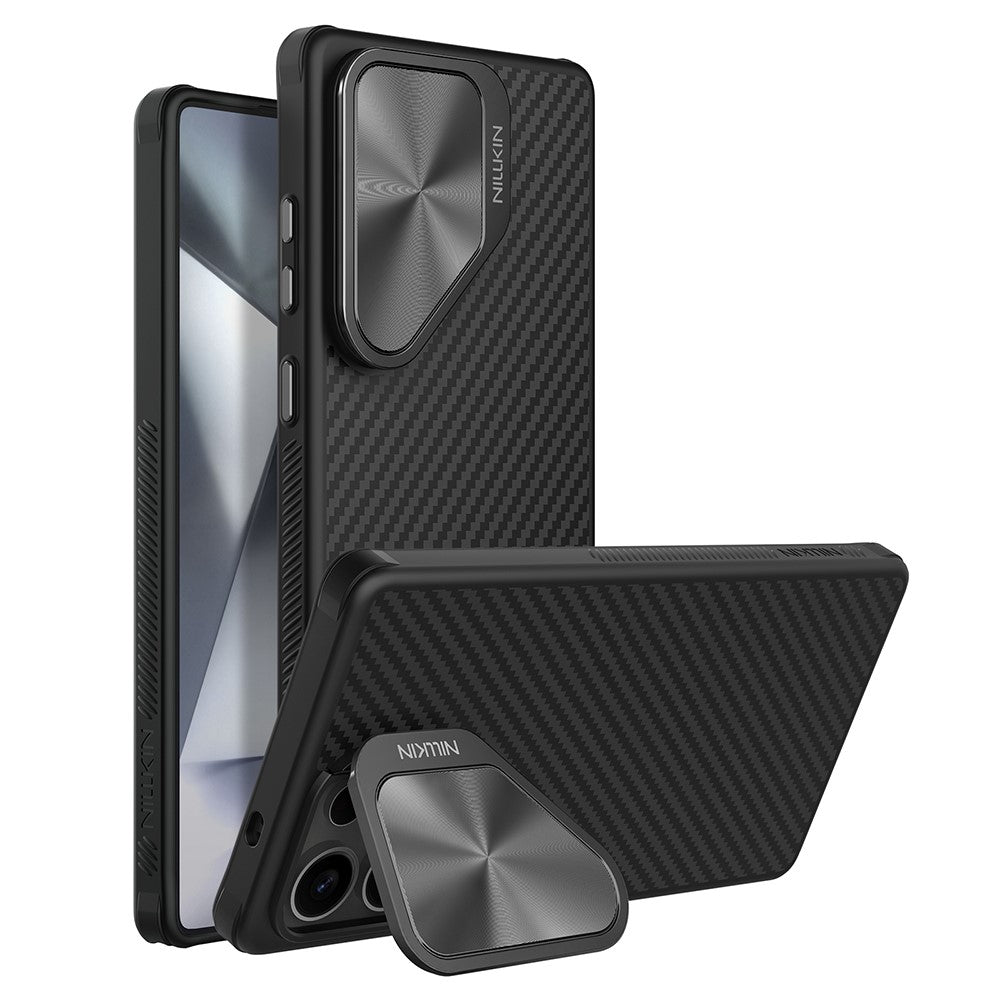 NILLKIN For Samsung Galaxy S25 Ultra Case Compatible with MagSafe TPU - Aramid Fiber Lens Cover Kickstand Phone Cover