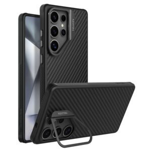 NILLKIN For Samsung Galaxy S25 Ultra Case Compatible with MagSafe TPU - Aramid Fiber Hollow Lens Kickstand Phone Cover