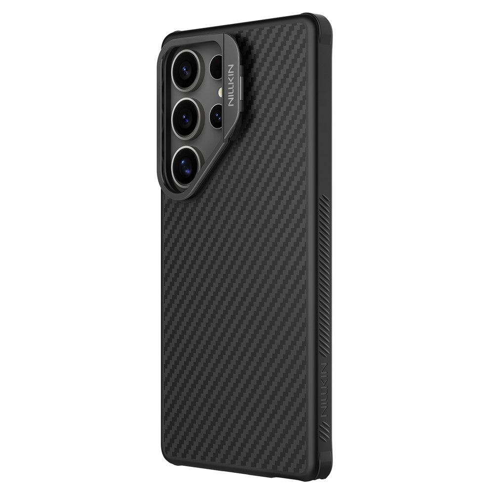 NILLKIN For Samsung Galaxy S25 Ultra Case Compatible with MagSafe TPU - Aramid Fiber Hollow Lens Kickstand Phone Cover - Image 4