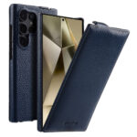 MELKCO Bovine Genuine Leather Case for Samsung Galaxy S25 Ultra Vertical Flip Cover