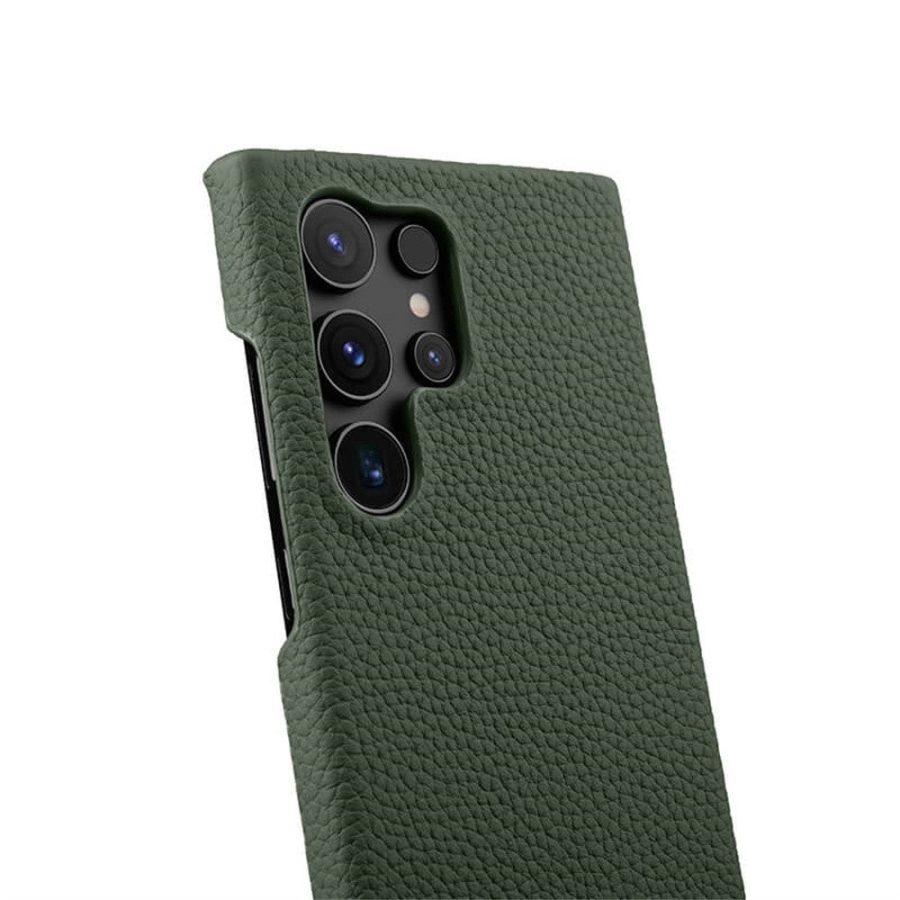 MELKCO For Samsung Galaxy S25 Ultra Case Premium Genuine Leather Open Edge Phone Cover