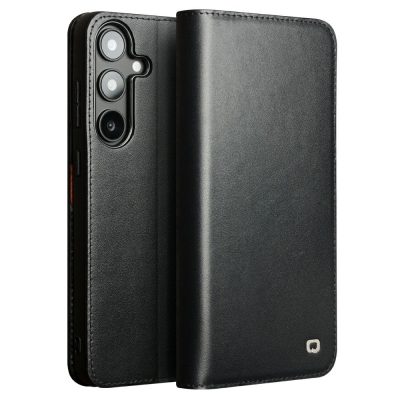 6601140205A-1 QIALINO For Samsung Galaxy S25 Wallet Case Genuine Leather Flip Phone Cover