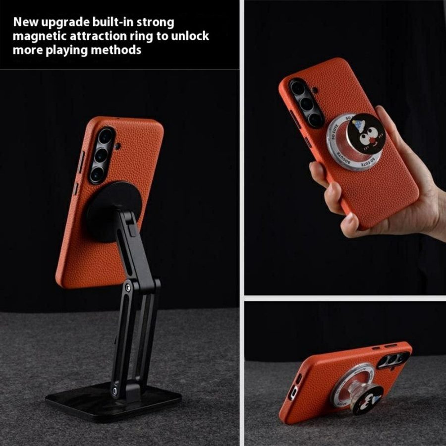 MELKCO For Samsung Galaxy S25 Ultra Case Premium Genuine Leather Full-Wrap Phone Cover | Magnetic Support