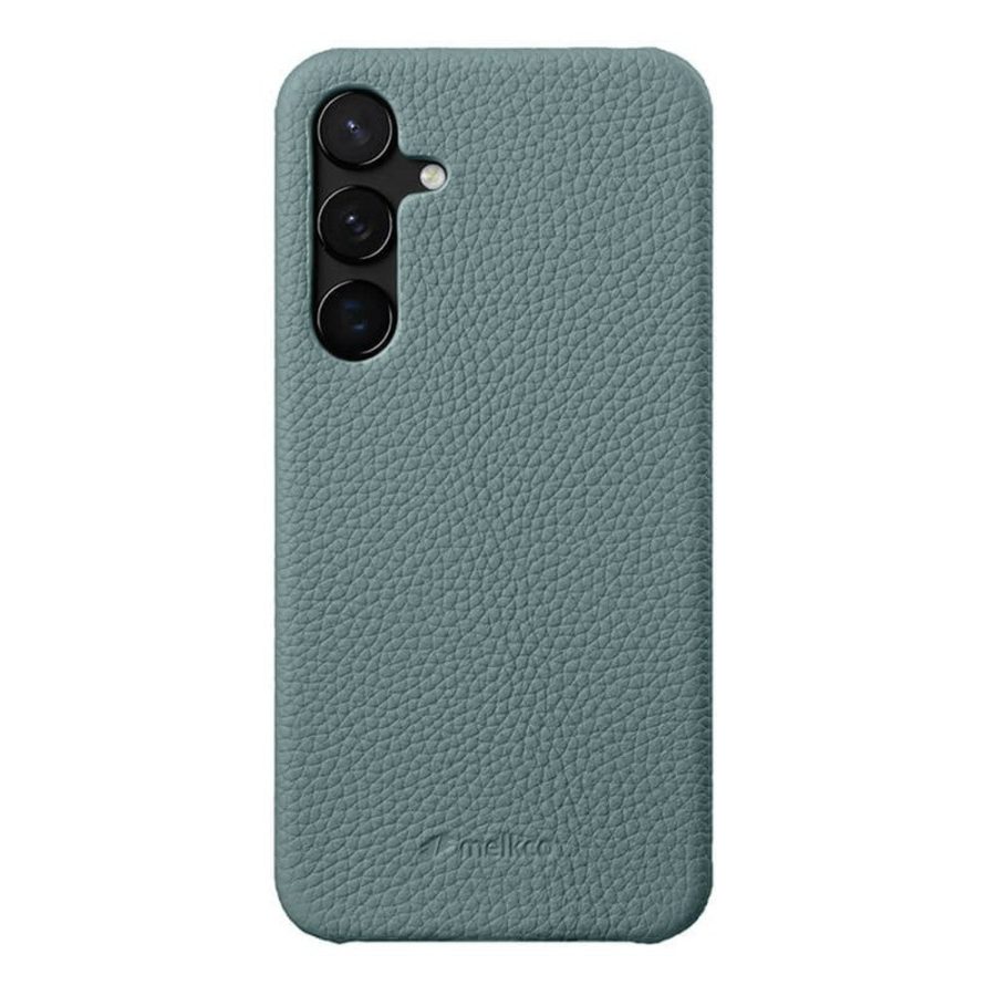 MELKCO For Samsung Galaxy S25 Case Premium Genuine Leather Open Edge Phone Cover