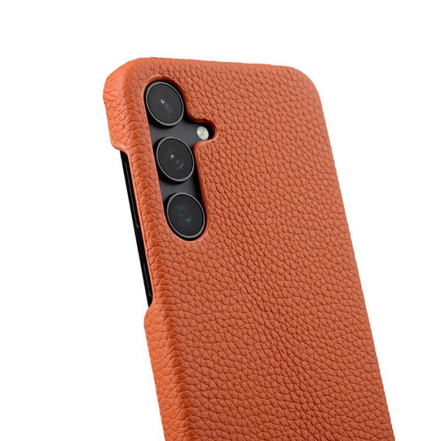 MELKCO For Samsung Galaxy S25+ Case Premium Genuine Leather Open Edge Phone Cover