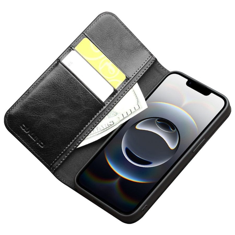 QIALINO For iPhone 16e Case Wallet Stand Genuine Leather Phone Cover