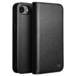 QIALINO For iPhone 16e Stand Case Anti-Drop Genuine Leather Wallet Phone Cover