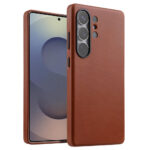 MELKCO For Samsung Galaxy S25 Ultra Case Premium Waxy Genuine Leather Phone Cover | Magnetic Support