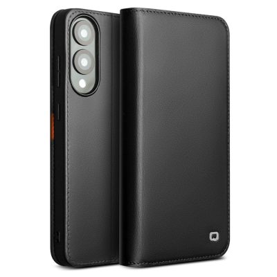QIALINO For Samsung Galaxy S25 Edge Wallet Case Genuine Leather Flip Stand Phone Cover