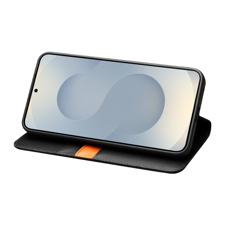 QIALINO For Samsung Galaxy S25 Edge Wallet Case Genuine Leather Flip Stand Phone Cover