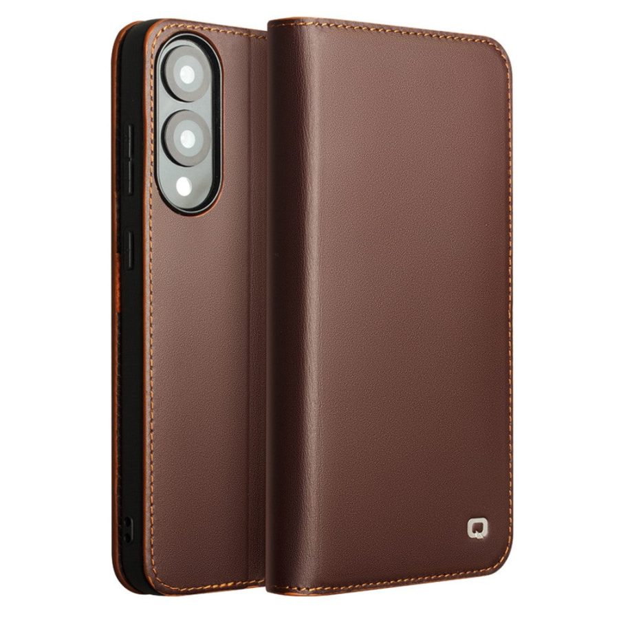 QIALINO For Samsung Galaxy S25 Edge Wallet Case Genuine Leather Flip Stand Phone Cover
