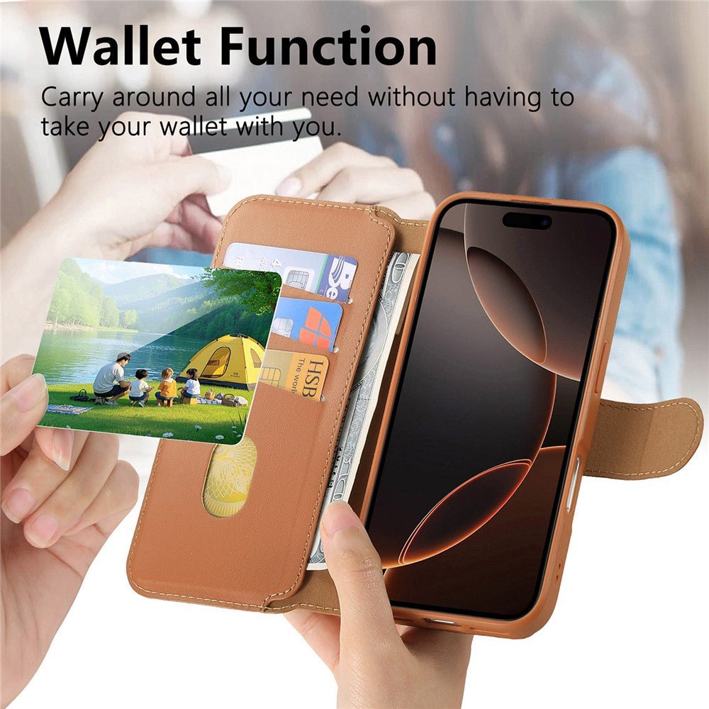 CASENEO For iPhone 16 Pro Max Magnetic Case RFID Blocking Wallet Detachable Leather Phone Cover with Wristband - Image 12