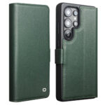 QIALINO For Samsung Galaxy S25 Ultra Wallet Case Genuine Leather Magnetic Closure Flip Phone Cover