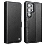 QIALINO For Samsung Galaxy S25 Ultra Wallet Case Genuine Leather Magnetic Closure Flip Phone Cover