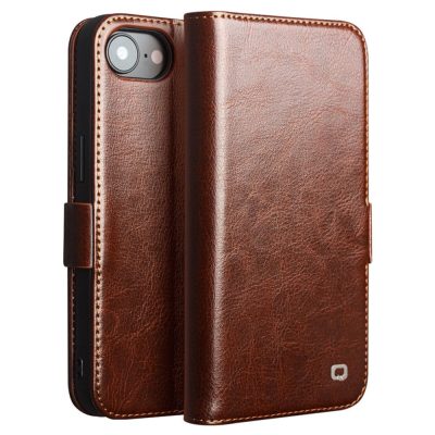 QIALINO For iPhone 16e Wallet Case Genuine Leather Flip Cover Magnetic Clasp Full Protection