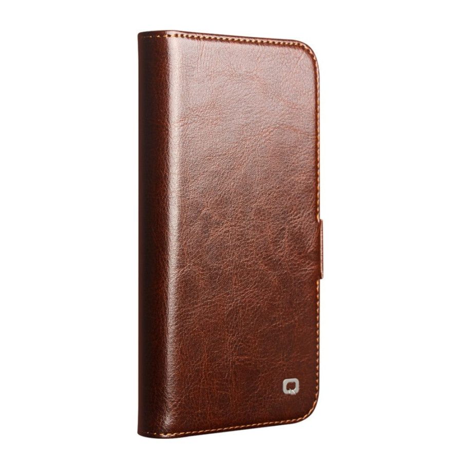 QIALINO For iPhone 16e Wallet Case Genuine Leather Flip Cover Magnetic Clasp Full Protection