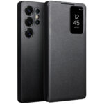 QIALINO For Samsung Galaxy S25 Ultra Case Smart View Window Genuine Cowhide Leather Flip Cover with Card Holder