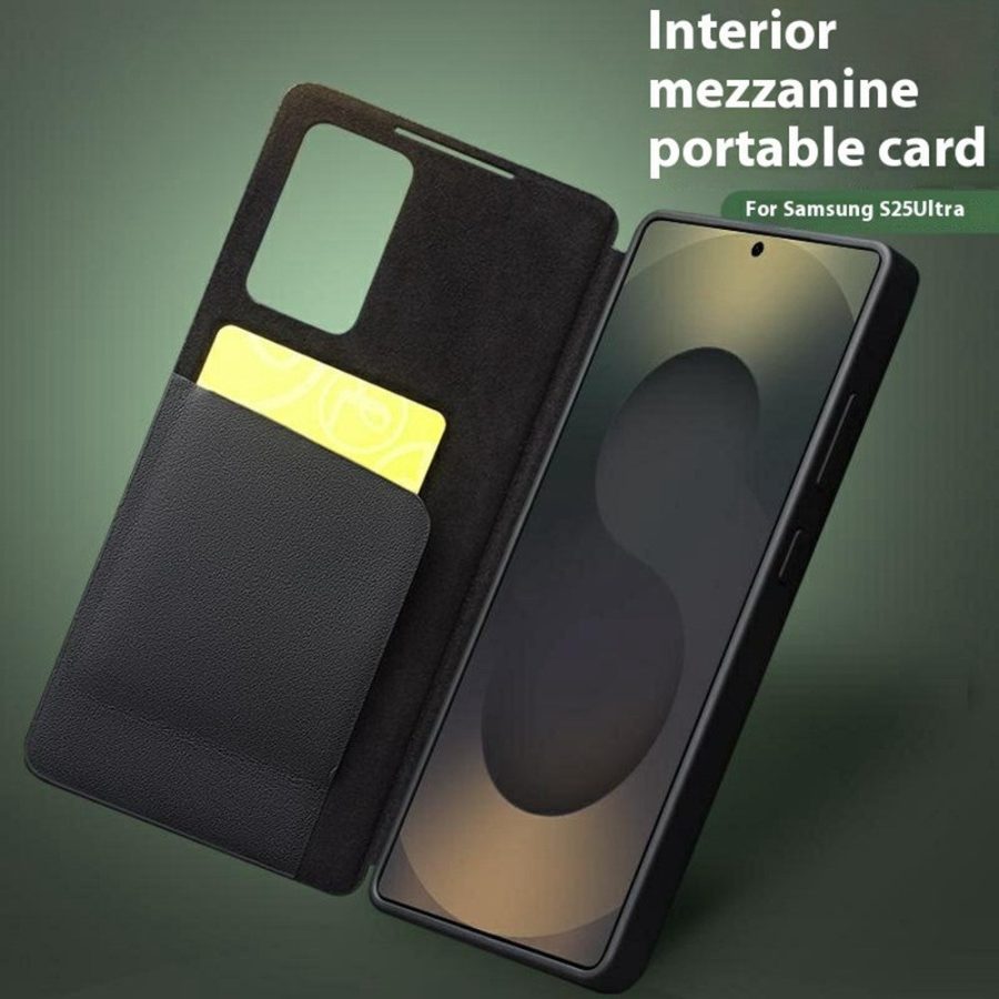 6601156452A-2 QIALINO For Samsung Galaxy S25 Ultra Case Smart View Window Genuine Cowhide Leather Flip Cover with Card Holder