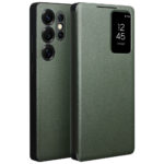 QIALINO For Samsung Galaxy S25 Ultra Case Smart View Window Genuine Cowhide Leather Flip Cover with Card Holder