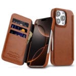 MELKCO For iPhone 16 Pro Max Case with Card Slots Genuine Leather Phone Cover | Compatible with MagSafe