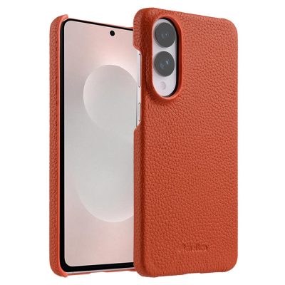 MELKCO For Samsung Galaxy S25 Edge Case Premium Genuine Leather Open Edge Phone Cover