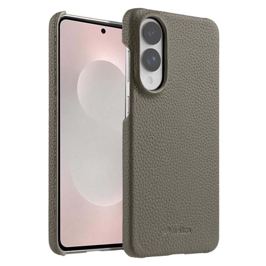MELKCO For Samsung Galaxy S25 Edge Case Premium Genuine Leather Open Edge Phone Cover
